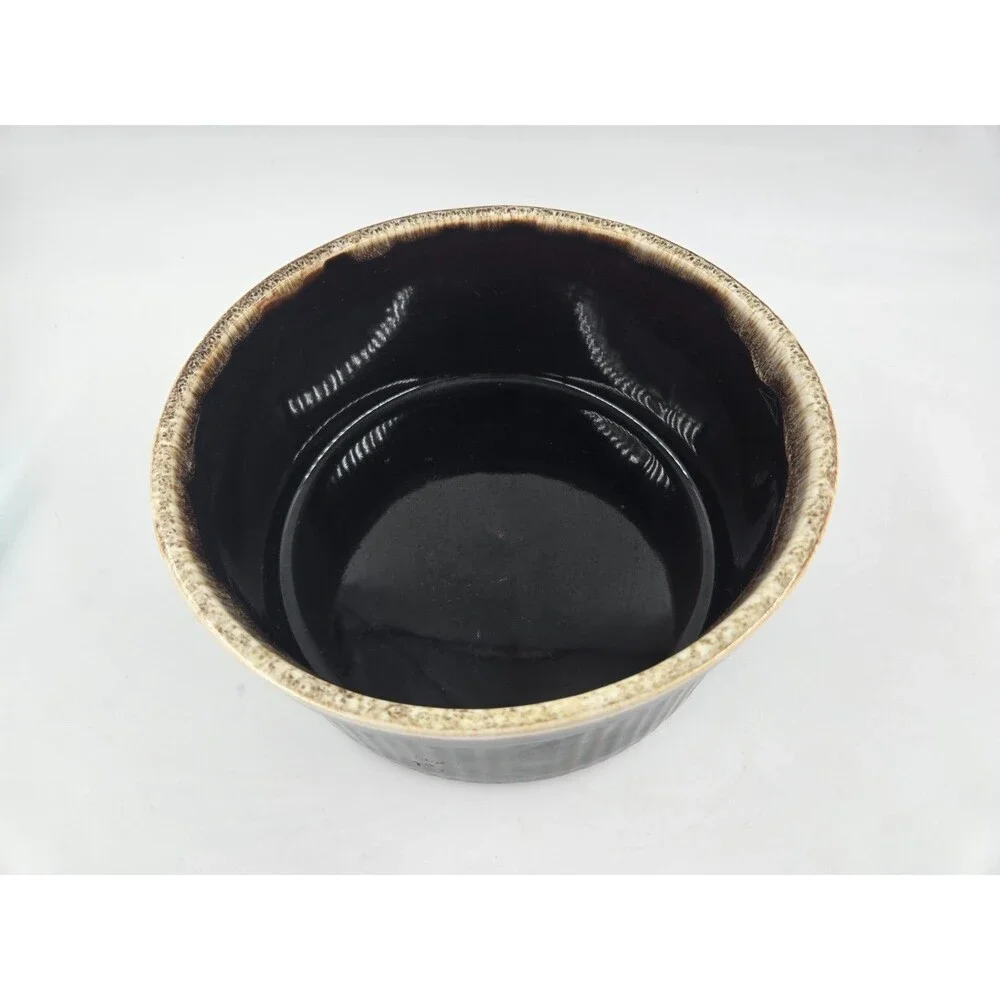 Vtg Pfaltzgraff USA 408 Brown Drip Souffle Serving 8